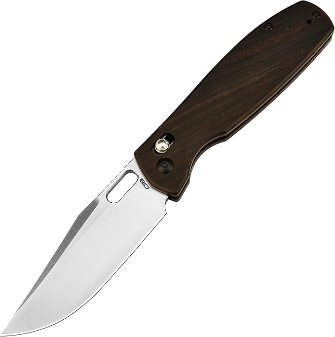 CJRB Prado Folding Pocket Knife 3.76" AR-RPM9 Sand Polish Steel Blade Ebony Handle Crossbar Lock