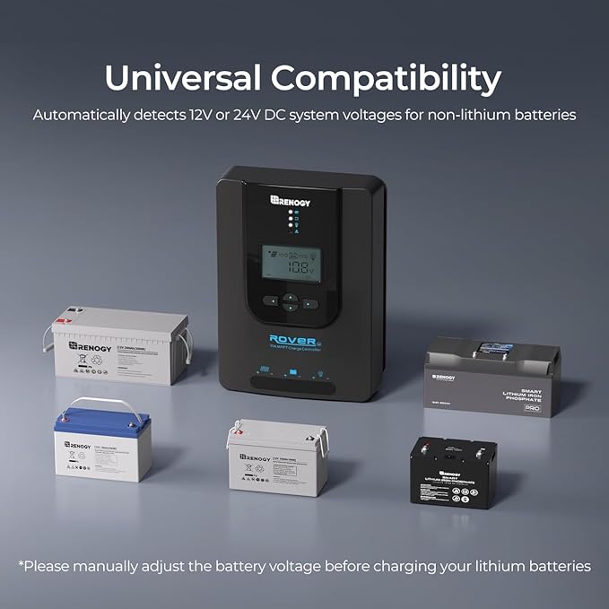 Renogy Solar Charge Controller (Bluetooth)- Rover 20A 12V24V Auto DC Input MPPT Charge Controllers