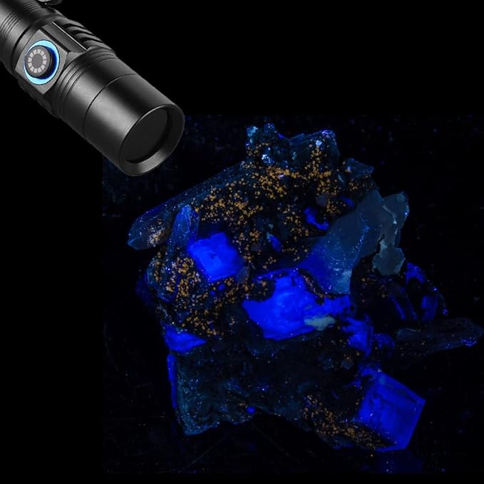 365nm Shortwave Uv Light for Minerals Rock Hunting Black Light Strong Blacklight Flashlight for