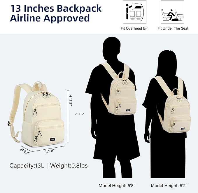 Carry On Travel Backpack For Men Women, 13 Inch Small Mini Work Bag Personal Item Backpacks