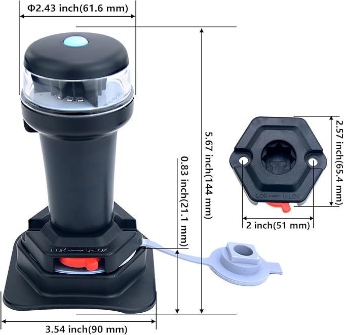 Kayak Battery Portable Navigation LED Lights Multi- Adaptors 3AA Battery Inflatable Boat Surface