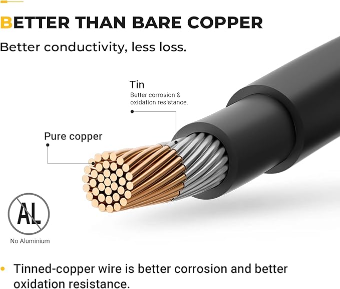 BougeRV 6 Feet 8AWG Solar Extension Cable with Female and Male Connector with Extra Pair of