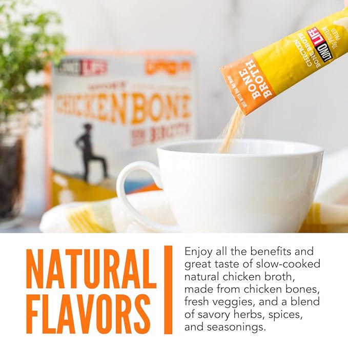 LonoLife Reduced Sodium Chicken Bone Broth Powder Mix | 10g Protein | Collagen-Rich, Keto & Paleo