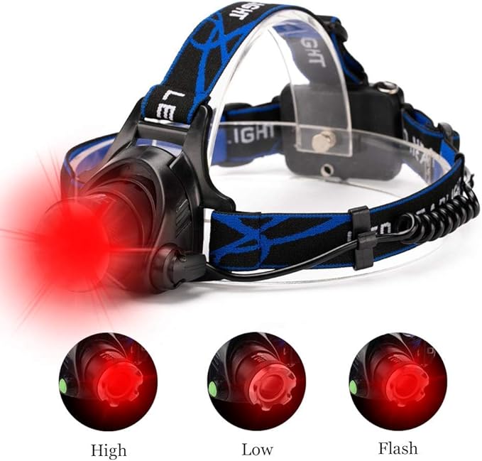 WINDFIRE Red Light Hunting Headlamp High Lumen, Super Bright LED Zoomable Head Lamp Motion Sensor