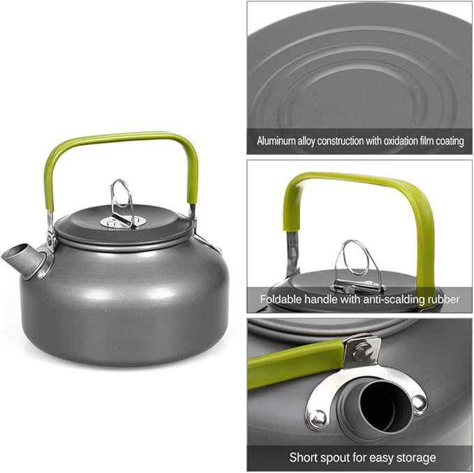 Docooler Camping Kettle - 0.8L Portable Ultra-Light Outdoor Hiking Camping Picnic Water Kettle
