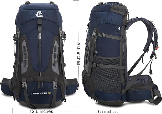 Bseash 60L Hiking Camping Backpack with Rain Cover, Waterproof Large Capacity Outdoor Sport Travel
