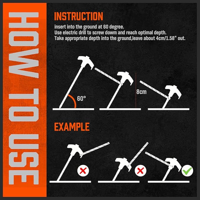HORUSDY Tent Stakes Heavy Duty, 18-Pack 8.07 Inch Tent Stakes with with 4x13ft Rope & 1 Stopper T