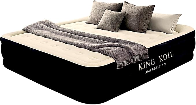 King Koil Luxury California King Size Air Mattress with Built-in High-Speed Pump Best for Home