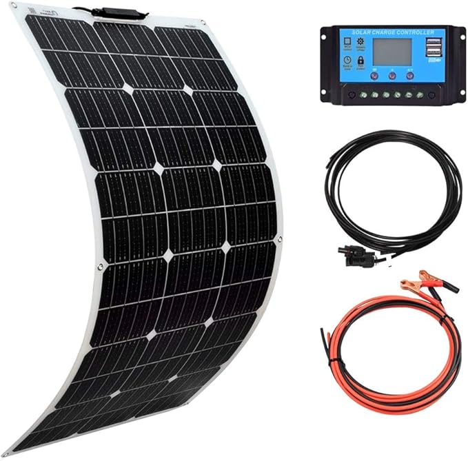 XINPUGUANG Flexible Solar Panel 100W 12V Monocrystalline Solar Kit Hightweight Module, 10A Charge