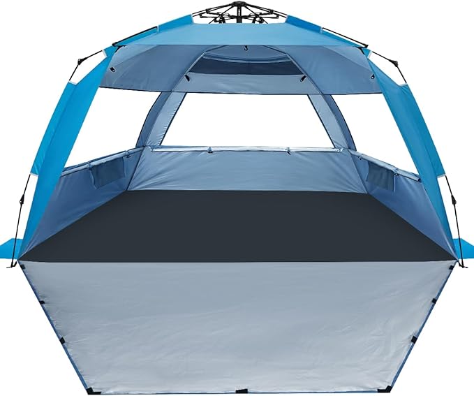 WhiteFang Deluxe Pop Up Beach Tent Sun Shade Shelter for 3-4/5-6 Person, UV Protection, Extendable