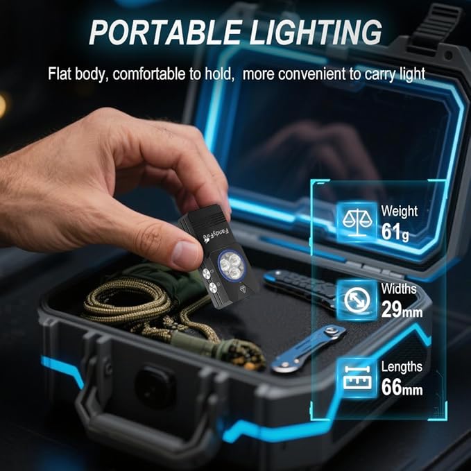 Rechargeable Clip-on Light EDC Flashlight, 550 Lumens Small Keychain Flashlight, Combines