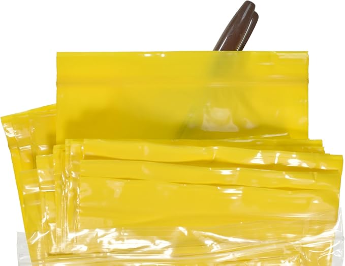 uGems 6" x 9" Yellow Resealable Zipper Bags -100 Pack of Opaque Plastic Storage Bags for Privacy