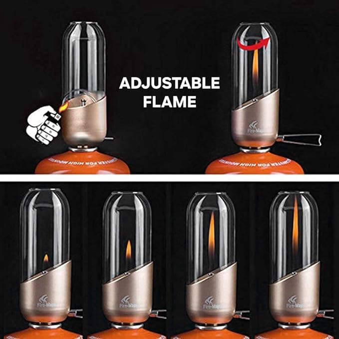Fire-Maple Orange Camping Lantern Glass, Steel & Aluminum | Propane or Isobutane Fuel Canister