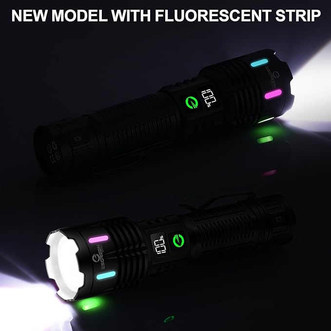 Esgreen Rechargeable Flashlights High Lumens 2000 Single 2 Modes, Super Bright LED Flashlight USB C
