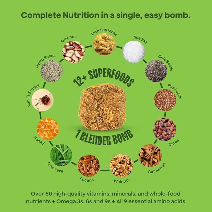 The Bomb Co. Blender Bomb, Glow Getter, Superfood Smoothie Supplement, Smoothie Mix with Flax
