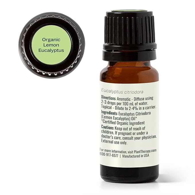 Plant Therapy Organic Lemon Eucalyptus Essential Oil 100% Pure, USDA Certified Organic, Undiluted