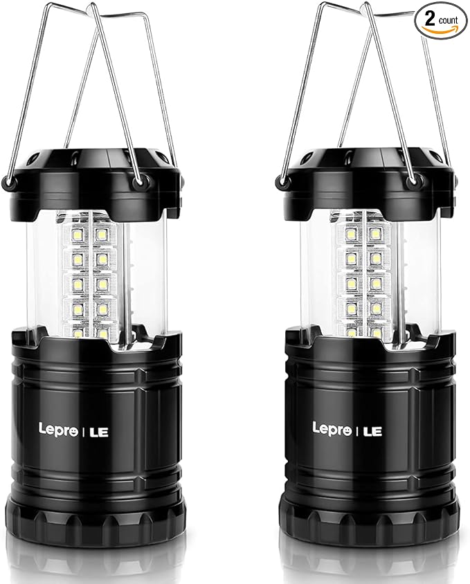 Lepro LED Camping Lanterns Battery Powered, Collapsible, IPX4 Water Resistant, Outdoor Portable