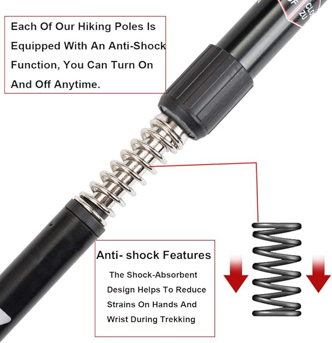 Aihoye Hiking Trekking Poles, 2 Pack Collapsible, Lightweight, Anti Shock, Walking Sticks