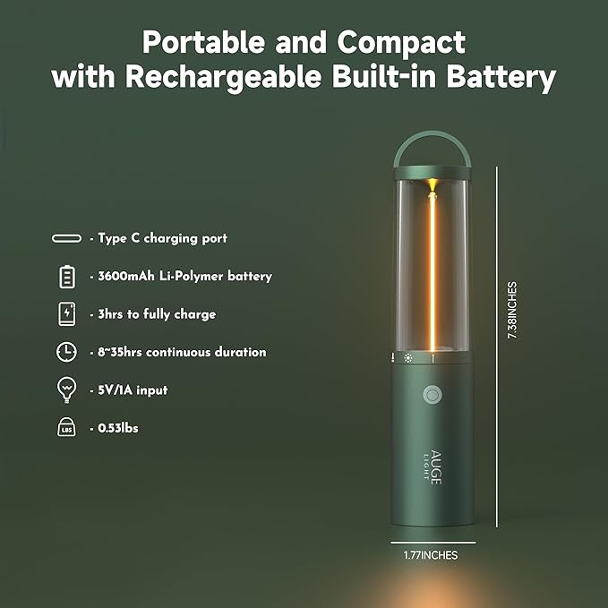 4-in 1 Rechargeable Camping Lights, LED Flashlight High Lumen with Hidden Hook SOS Mode Ultra-Long