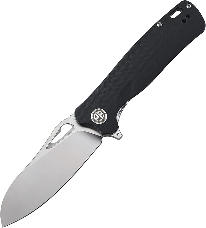 Petrified fish PF868 Bunta,3.35" D2 Satin Blade,146g G10 Handle Flipper Folding knife (Black G10