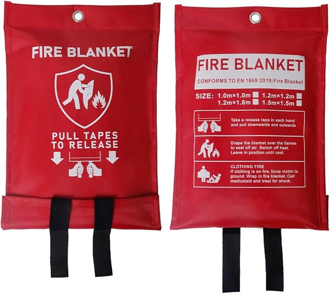 Emergency Fire Blanket for Home Kitchen 40"x40" 2 Pack with Gloves and Hooks Flame Suppression