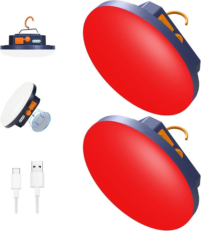 2pcs Camping Lamp 10000mAh Rechargeable 3000LM Tent Camping Light, 24Hours Long Play Time , Outdoor