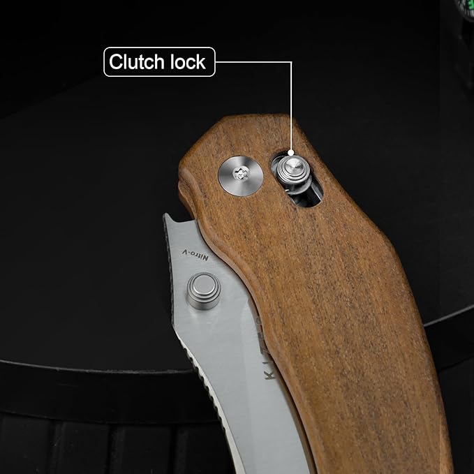 Kizer Bulldog Pocket Knife, 3 In Nitro V Blade Folding Knife Mkuruti Wood Handle Camping Hunting