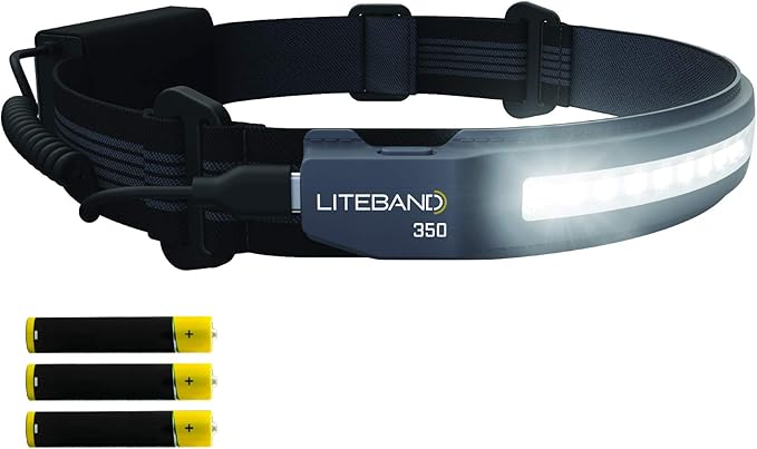 OPTIMAL VENTURES LED Headlamp Liteband Super Lightweight ACTIV 350 Lumen Bright Head Lamp, AAA