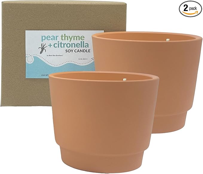 Best Bee Brothers, Citronella Soy Candle ??Hand-Poured, Pear, Thyme, Citronella Scent 10oz 2-Pack