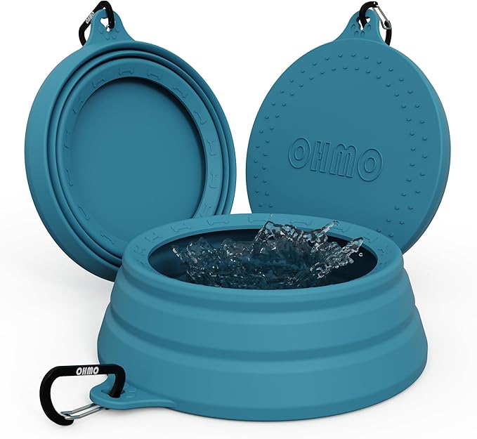 OHMO Spill Proof Collapsible Dog Water Bowl Large 34oz for Cars, No Splash Portable Bowls for Dog