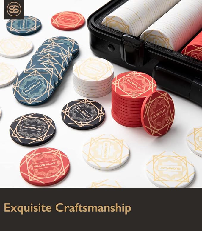 SLOWPLAY Nash Ceramic Poker Chips in Bulk, Casino Grade Ceramic 10-Gram Poker Chip for Texas