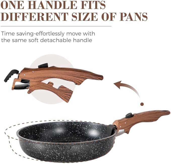 10 Pcs Pots and Pans Set Non Stick, Nonstick Kitchen Cookware Sets Detachable Handle, Induction