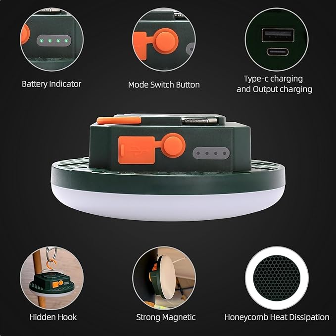 Camping Lantern 10500mAh Rechargeable Battery, 32W Ultra Bright LED Hanging Light with 3 Modes