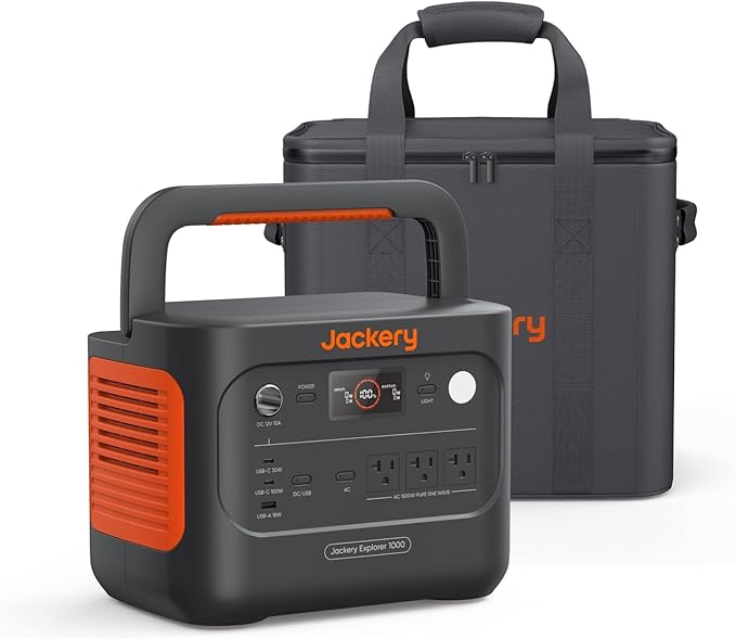 Jackery Explorer 1000 v2 Portable Power Station and Carrying Bag, 1070Wh LiFePO4 Battery,1500W