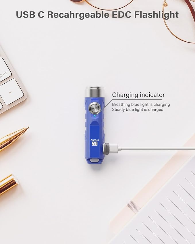 RovyVon Aurora A1 G4 USB C Rechargeable Mini Flashlight, Small Bright Keychain Flashlight 650 High