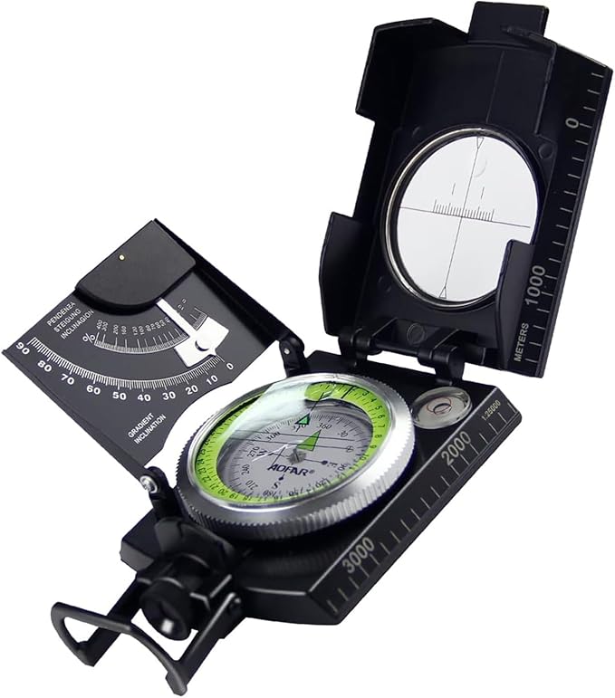 AOFAR AF-4074 Military Compass for Hiking,Lensatic Sighting Waterproof,Durable,Inclinometer for