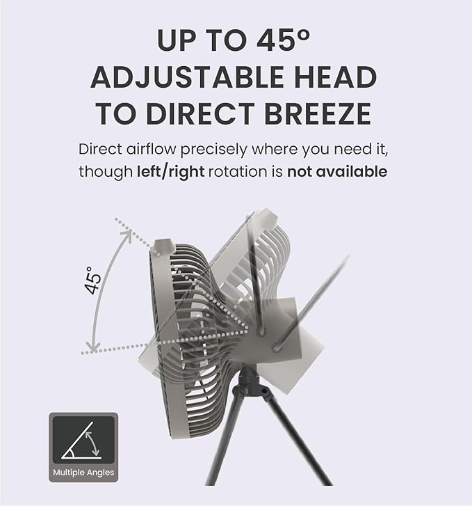 Claymore V600+ Warm Gray Rechargeable Portable Fan ??7,800mAh Battery, 4-Speed BLDC Ultra-Quiet Air