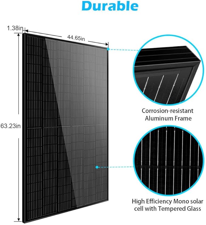 SUNGOLDPOWER 20pcs 370W Solar Panels Monocrystalline, Grade A Solar Cell, Waterproof IP68, High