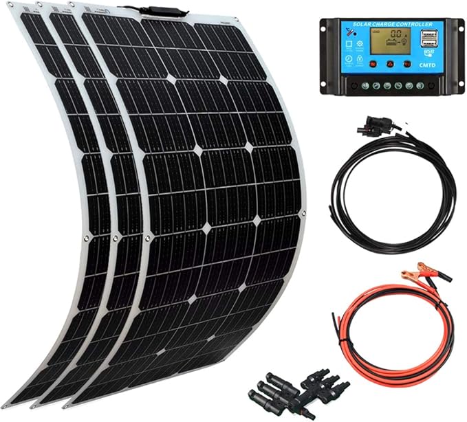 XINPUGUANG Solar Panel 100W 12V Monocrystalline Flexible 300W System Kit Hightweight Solar Battery