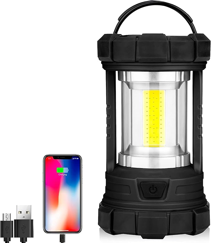 Camping Lantern, 3000LM LED Rechargeable Battery Operated Lantern, 5 Light Modes, COB Waterproof