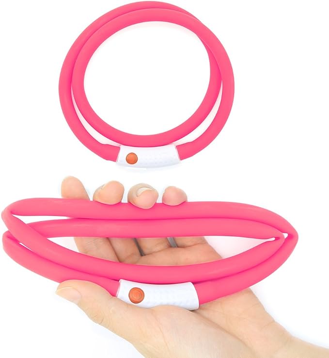 HIGO LED Dog Collar, Silicone Lightweight Light Up Dog Collars, USB Rechargeable LED Dog Necklace