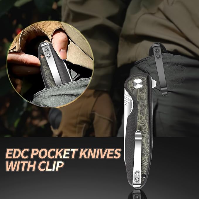 ioko Folding knife D2 blade material, G10 two-color handle, suitable for men and women outdoor
