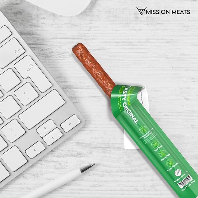Mission Meats Beef Sticks – 100% Grass Fed & Pasture Raised, Sugar Free, Individually Wrapped