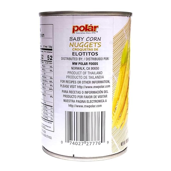 MW Polar Canned Vegetables, Baby Corn Nuggets, 15 Oz (Pack Of 12)