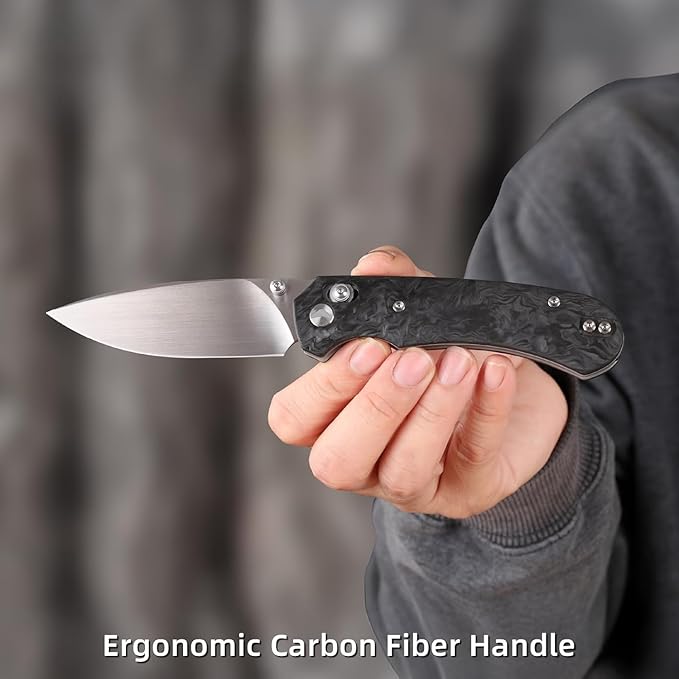 Folding Pocket Knife,3.31” M390 Blade,Erogonomic Titanium Handle,Hunting Survival Knife,EDC Knife