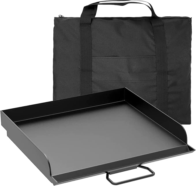 Heavy Duty Steel Griddle for Camp Chef 14" Stove Cooking Systems, Carbon Steel Flat Top with Carry
