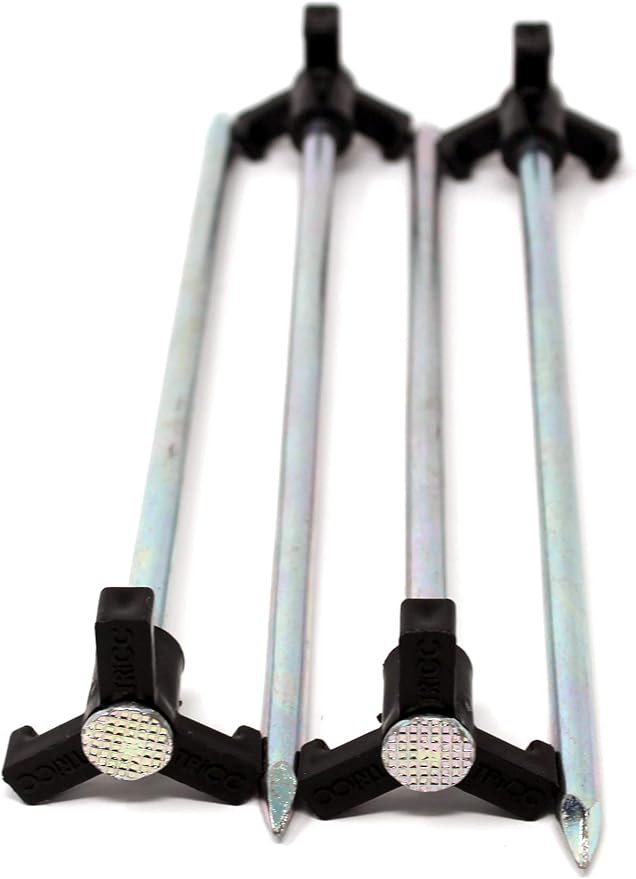 Tricc Unbreakable Heavy Duty Steel Tent/Canopy Stakes, Galvanized Non-Rust 10" Three Pegged Solid