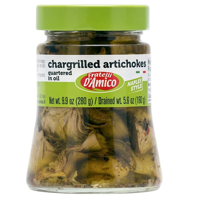 FRATELLI D'AMICO - Chargrilled Artichokes, Quartered in Oil, Grilled, Naples Style, 9.9oz (280g)