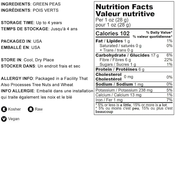 Food to Live Green Split Peas, 18 Pounds – Dried, Vegan, Kosher, Bulk. Easy to Cook. Rich in