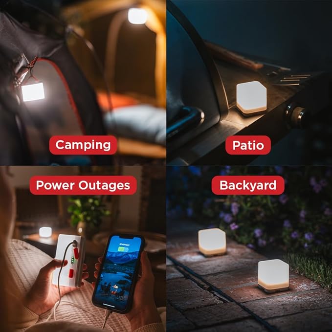 LuminAID Trio Solar Cube Lanterns with Phone Charger - LED Lamp for Camping, Hiking, and Travel